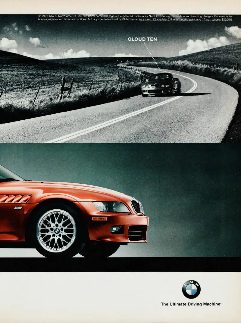 Vintage auto ad: BMW, Cloud Ten.